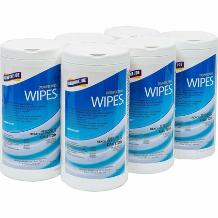 GENUINE JOE Disinfecting Wipes - 7in x 8in - Fresh Citrus Scent - 75 Wipes Per Canister, 6PK GJOW75F